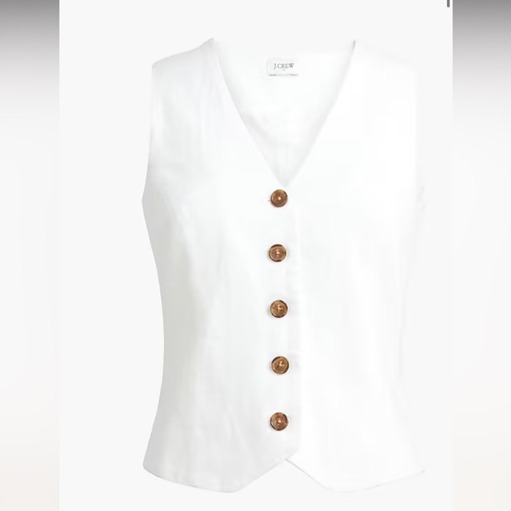 NWOT J.Crew Button-Front Linen-Blend Vest - Size 6